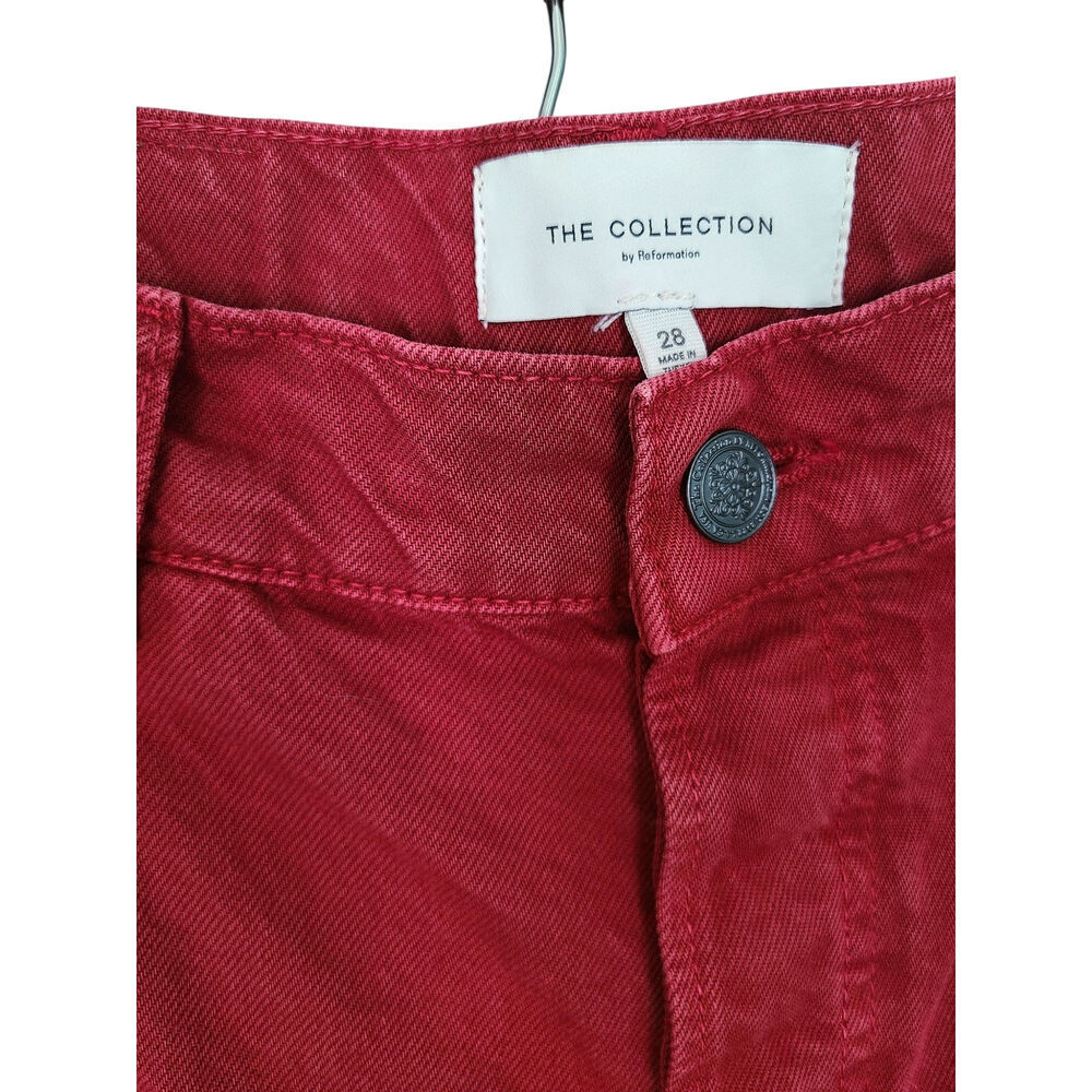 Reformation The Magnolia Mid Rise Bow Jeans Red Size 28 - Picture 3 of 10